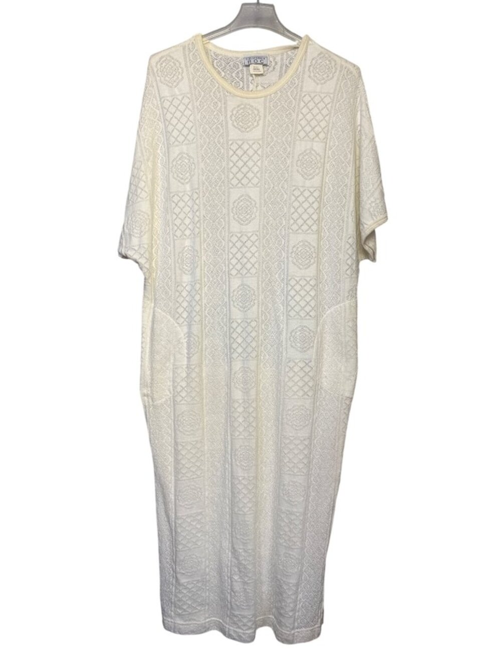 California Roc Womens Knit Cream Dress One Size Pullover Textured Pattern